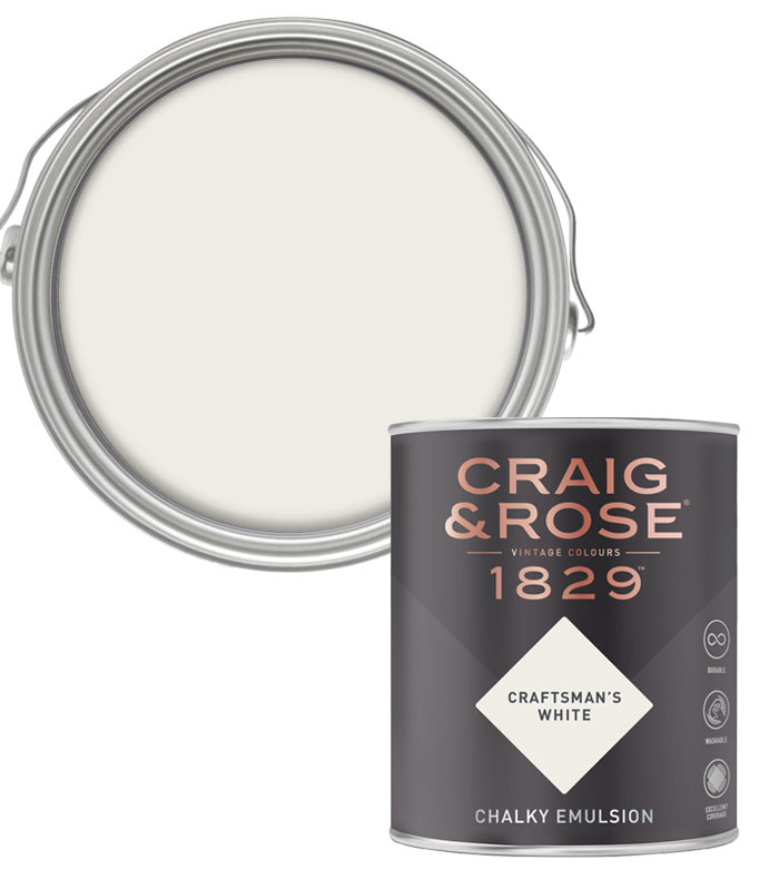 Craig and Rose 1829 Vintage Colours Chalky Emulsion Craftsmans White - 750ml