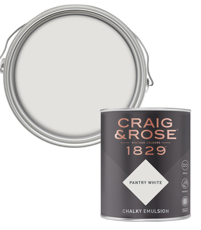 Craig and Rose 1829 Vintage Colours Chalky Emulsion Pantry White - 750ml
