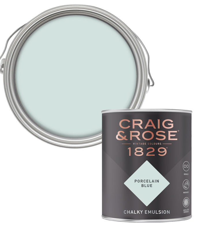 Craig and Rose 1829 Vintage Colours Chalky Emulsion Porcelain Blue - 750ml