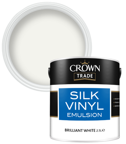 Crown Trade Vinyl Silk Emulsion - Brilliant White - 2.5L