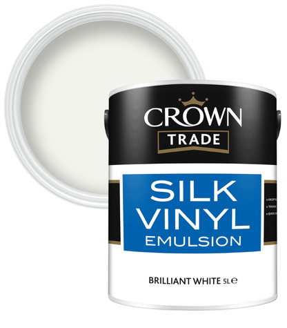 Crown Trade Vinyl Silk Emulsion - Brilliant White - 5L