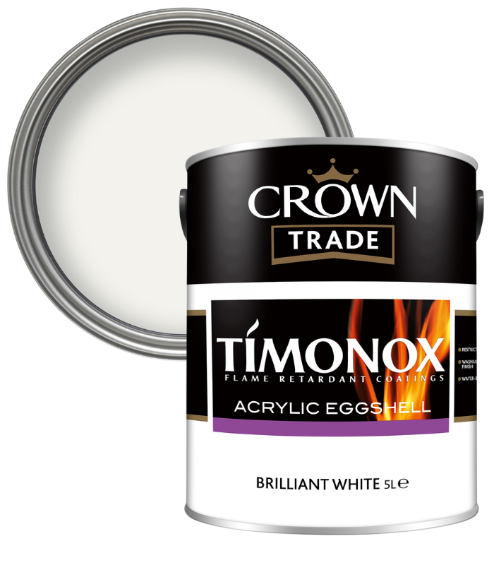 Crown Trade Timonox Acrylic Eggshell - Brilliant White - 5 Litre