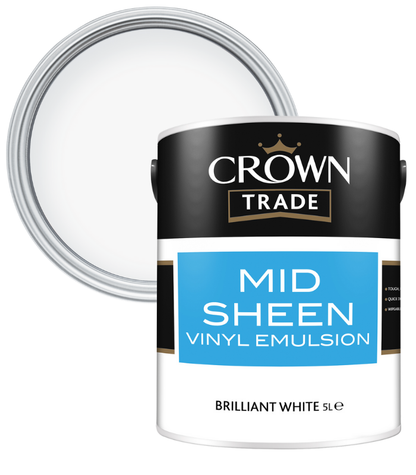 Crown Trade Vinyl Mid Sheen Emulsion - White - 5L