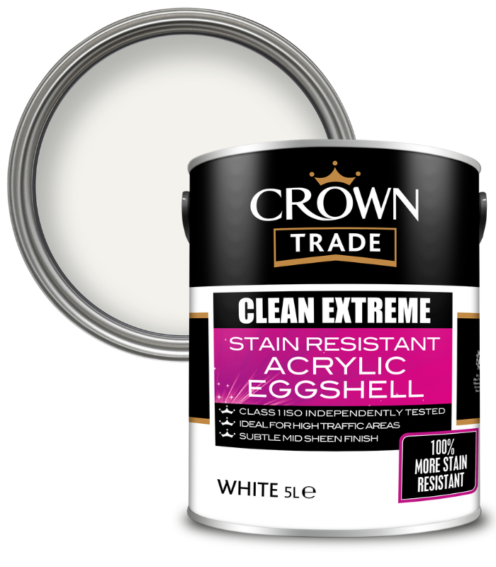 Crown Trade Clean Extreme Stain Resistant Acrylic Eggshell - White - 5L