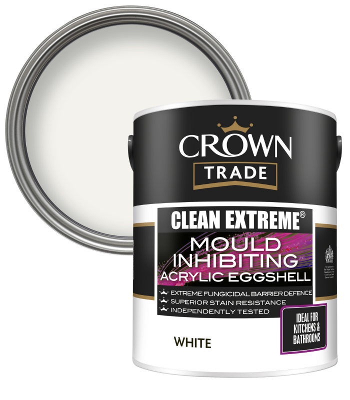 Crown Trade Clean Extreme Mould Inhibiting Acrylic Eggshell - White - 5L