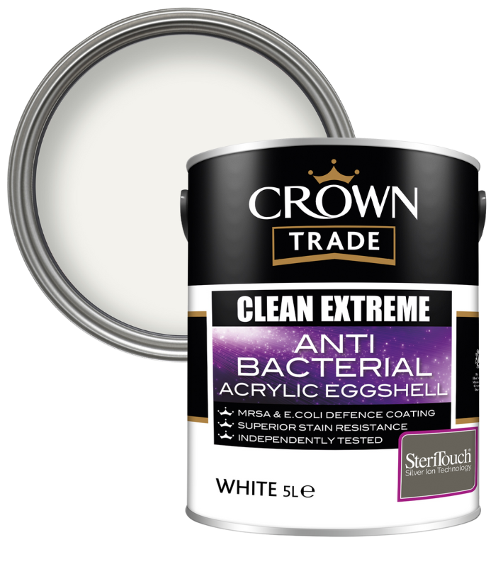 Crown Trade Clean Extreme Anti Bacterial Acrylic Eggshell - White - 5L