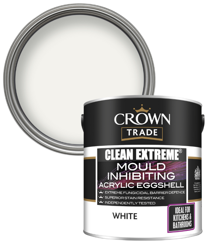 Crown Trade Clean Extreme Mould Inhibiting Acrylic Eggshell - White - 2.5L