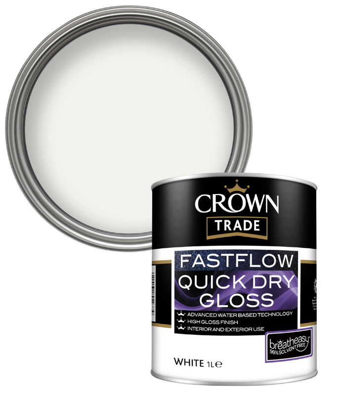 Crown Trade Fast Flow Quick Dry Gloss - White - 1L