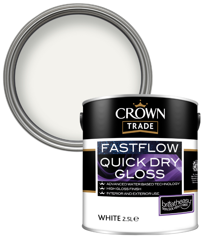 Crown Trade Fast Flow Quick Dry Gloss - White - 2.5L