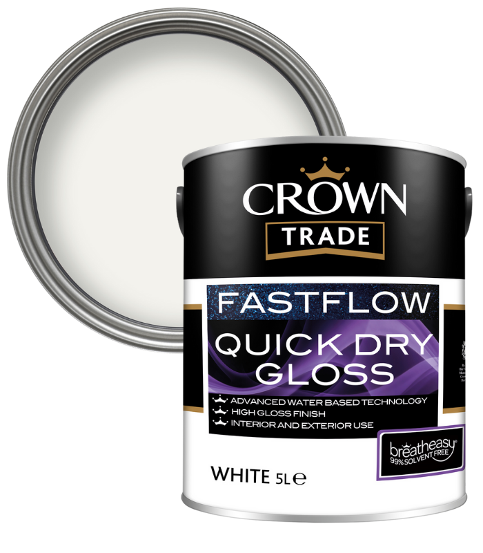 Crown Trade Fast Flow Quick Dry Gloss - White - 5L