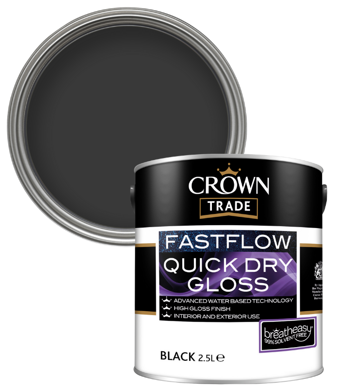 Crown Trade Fast Flow Quick Dry Gloss - Black - 2.5L