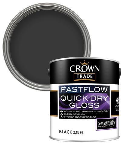 Crown Trade Fastflow Quick Dry Gloss - Black - 2.5L