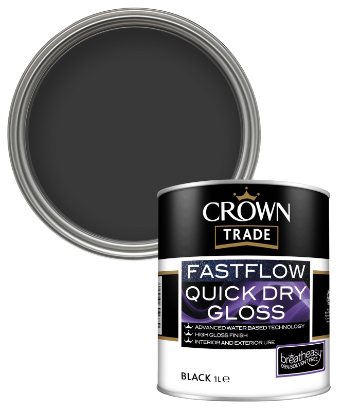 Crown Trade Fast Flow Quick Dry Gloss - Black - 1L