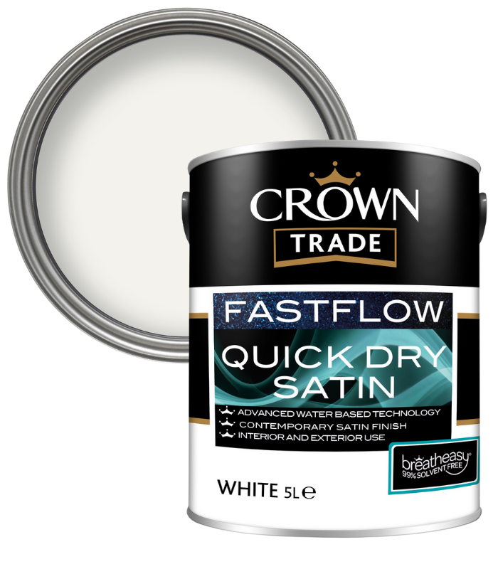 Crown Trade Fast Flow Quick Dry Satin - White - 5L