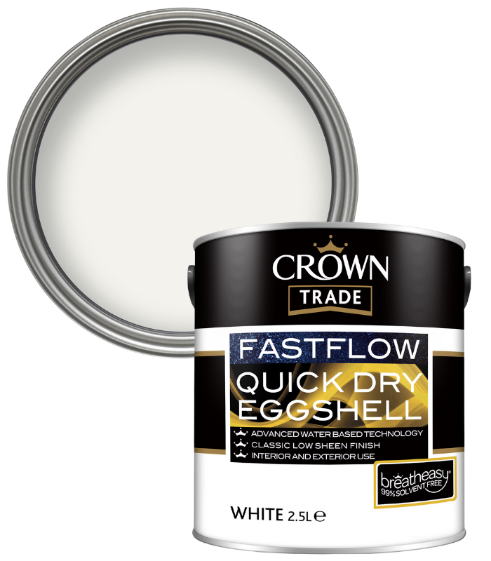 Crown Trade Fast Flow Quick Dry Eggshell - White - 2.5L