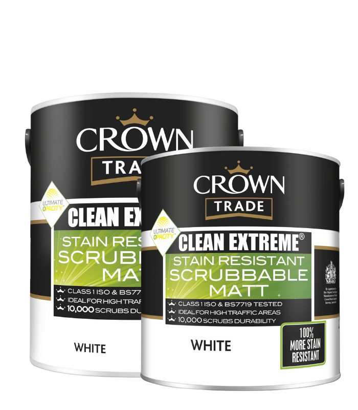 Crown Trade Clean Extreme Stain Resistant Scrubbable Matt - White