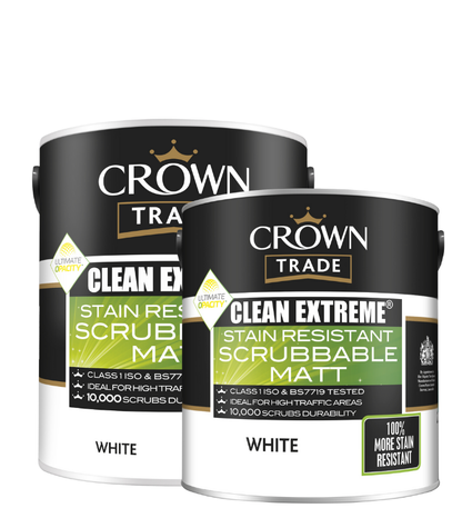 Crown Trade Clean Extreme Stain Resistant Scrubbable Matt - White