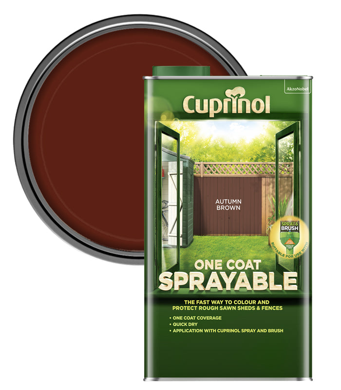 Cuprinol One Coat Sprayable Fence Treatment - Autumn Brown - 5 Litres