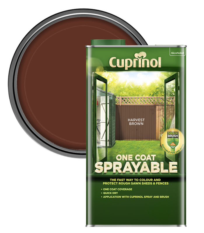 Cuprinol One Coat Sprayable Fence Treatment - Harvest Brown - 5 Litres