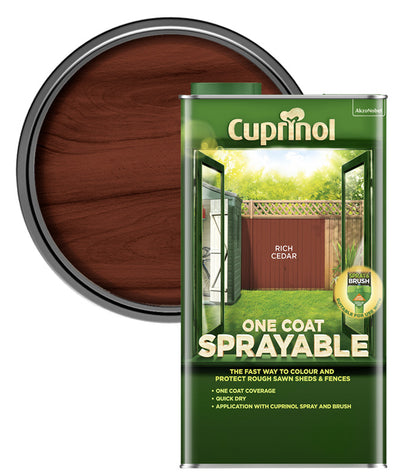 Cuprinol One Coat Sprayable Fence Treatment - Rich Cedar - 5 Litres