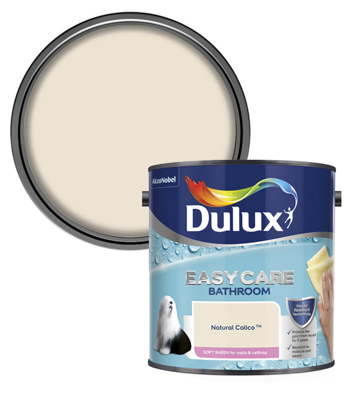 Dulux Easycare Bathroom Soft Sheen Emulsion Paint - 2.5L - Natural Calico