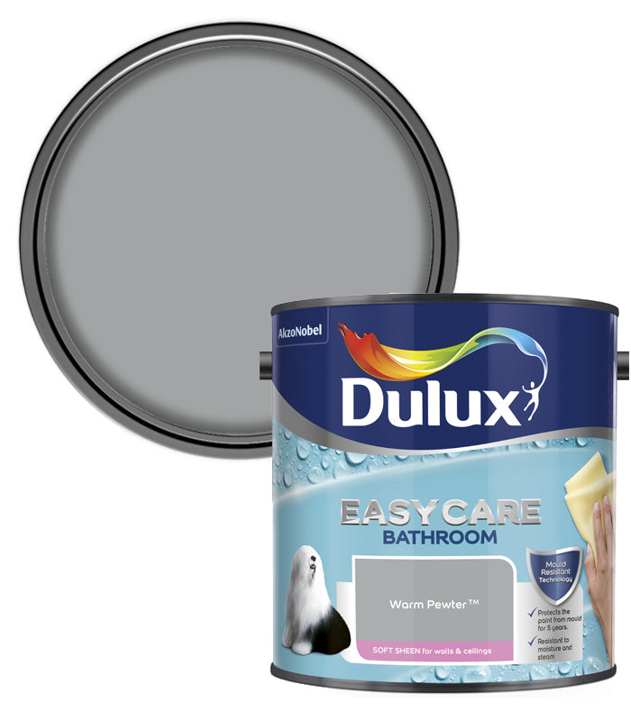 Dulux Easycare Bathroom Soft Sheen Emulsion Paint - 2.5L - Warm Pewter