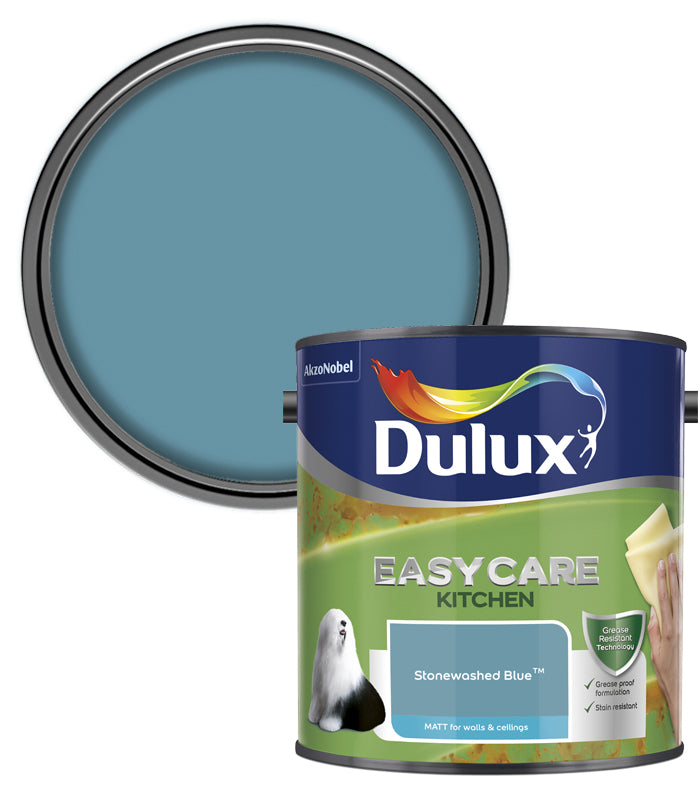 Dulux Easycare Kitchen Matt Emulsion Paint - 2.5L - Stonewashed Blue