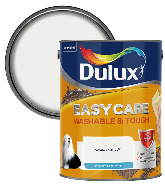 Dulux Easycare Washable & Tough Matt Emulsion Paint - 5L - White Cotton