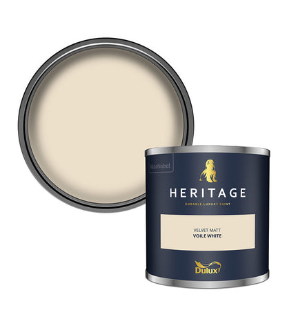 Dulux Heritage Velvet Matt - 125ml Tester Pot - Voile White