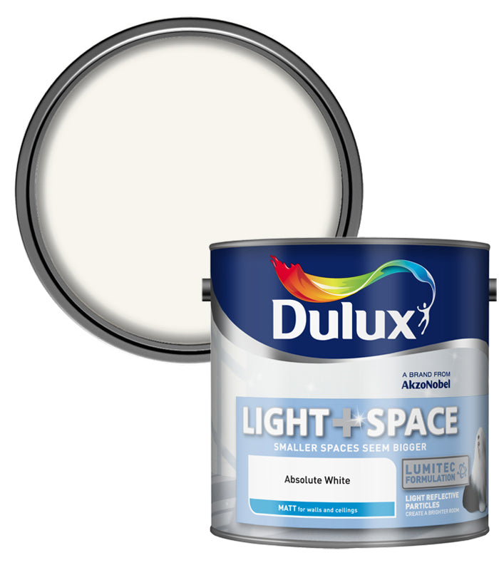 Dulux Light and Space Absolute White Matt Paint - 2.5 Litre