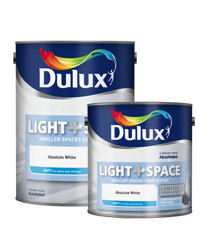 Dulux Retail Matt Light and Space Absolute White Paint 2.5 Litres / 5 Litres