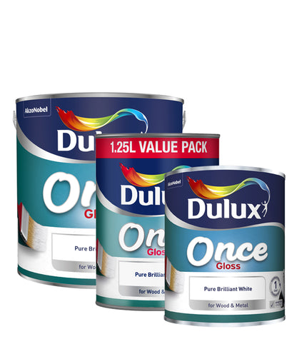 Dulux Retail Once Gloss Pure Brilliant White 750ml / 1.25L / 2.5 Litres