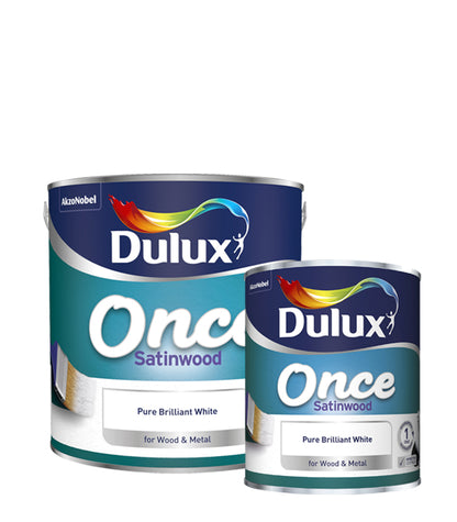 Dulux Retail Once Satinwood Paint Pure Brilliant White 2.5L / 750ml