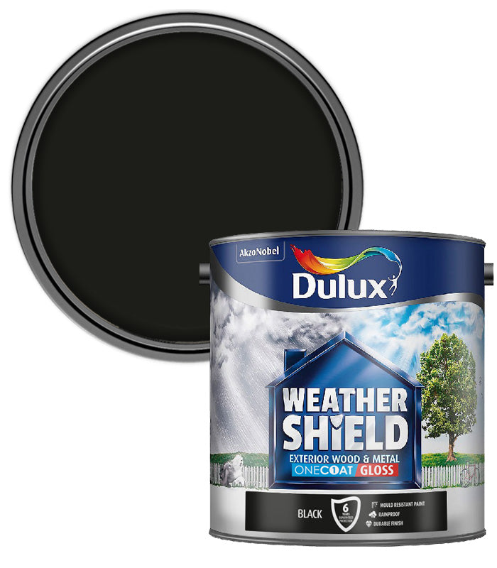 Dulux Weathershield One Coat Exterior Gloss - Black - 2.5L