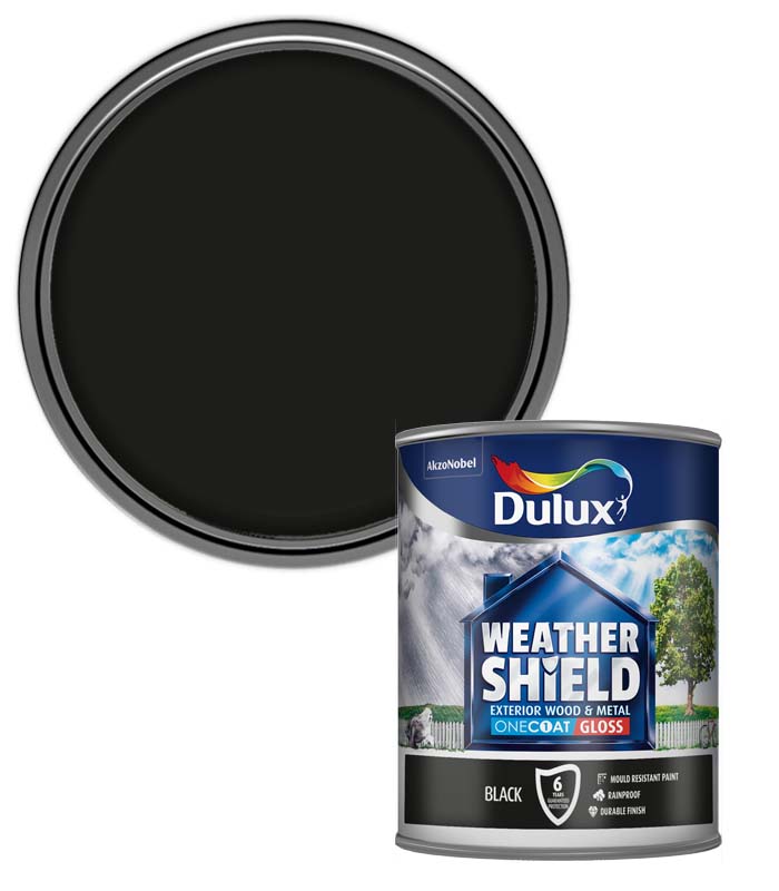 Dulux Weathershield One Coat Exterior Gloss - Black - 750ml
