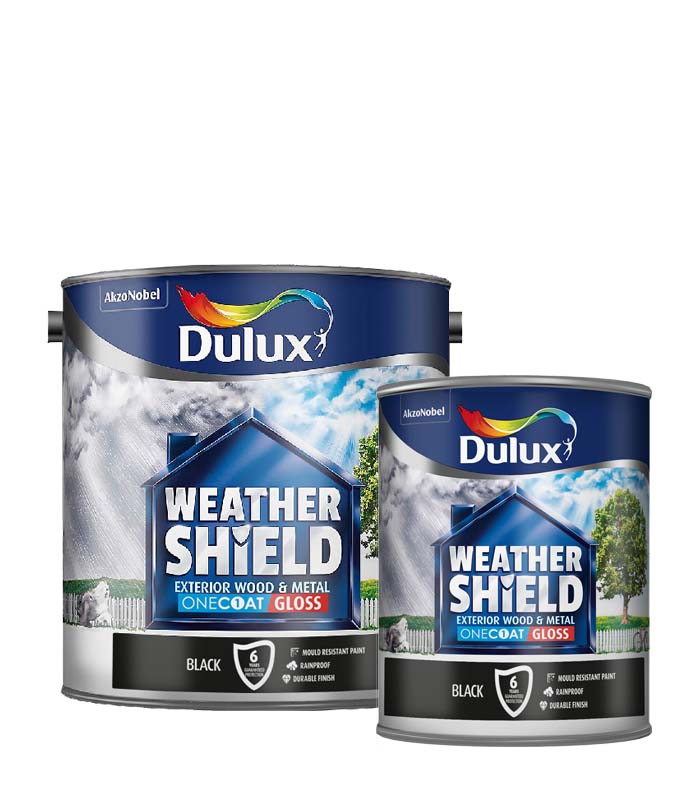 Dulux Weathershield One Coat Exterior Gloss Paint Black Next Day Paint
