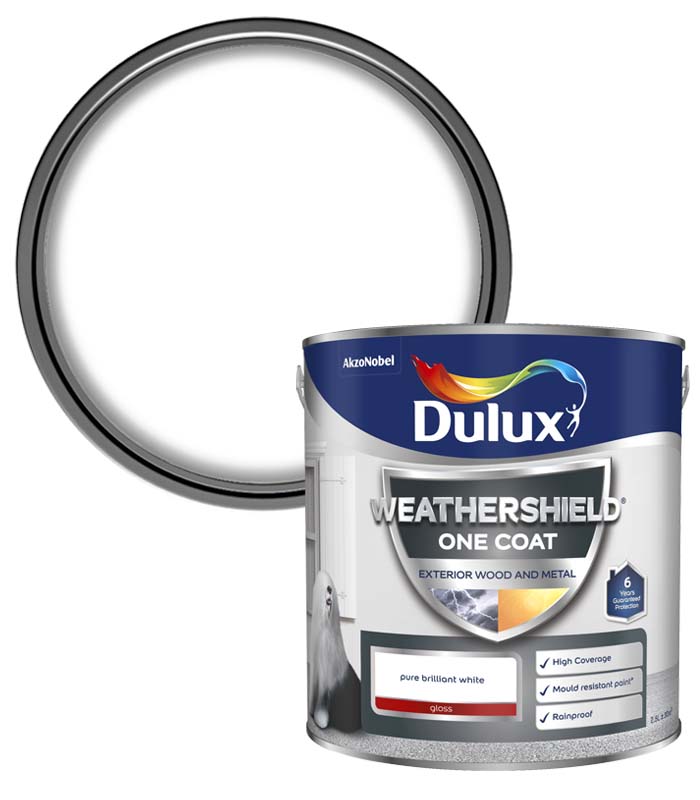 Dulux Weathershield One Coat Exterior Gloss - Pure Brilliant White - 2.5L