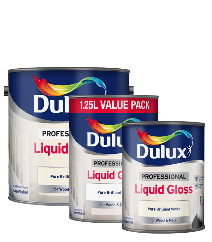 Dulux Retail Professional Liquid Gloss Pure Brilliant White 2.5L / 1.25L / 750ML