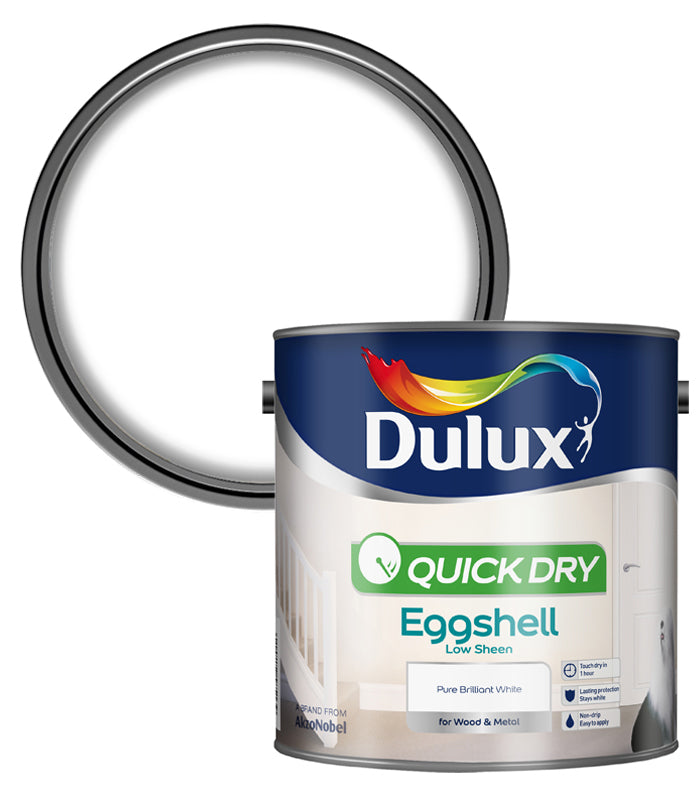Dulux Retail Quick Dry Eggshell - Pure Brilliant White - 2.5L