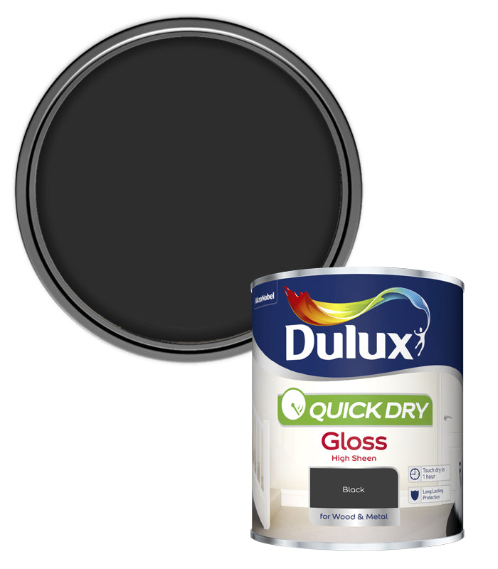 Dulux Quick Dry Gloss Colours - Black - 750ml