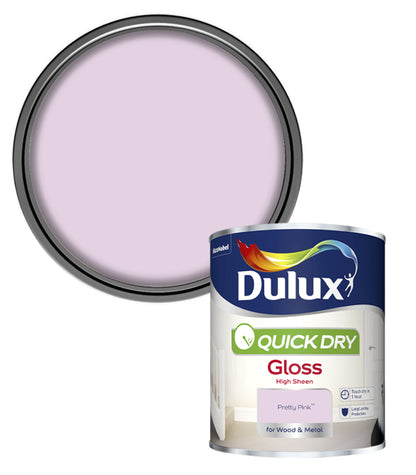 Dulux Quick Dry Gloss Colours - Pretty Pink - 750ml