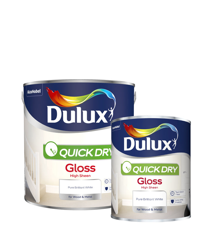 Dulux Retail Quick Dry Gloss Pure Brilliant White 2.5 Litres / 750ml