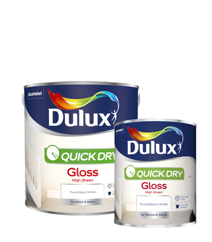 Dulux Quick Dry Gloss Paint For Wood And Metal - Pure Brilliant White 2. 5  Litres : : Sports & Outdoors