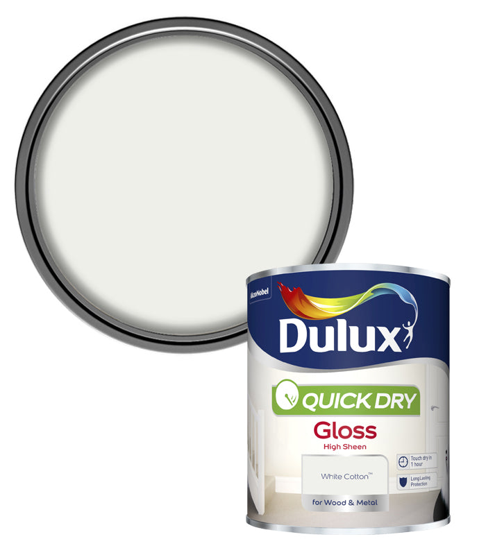 Dulux Quick Dry Gloss Colours - White Cotton - 750ml