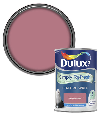 Dulux Simply Refresh Feature Wall Matt Emulsion Paint - 1.25L - Rasberry Diva