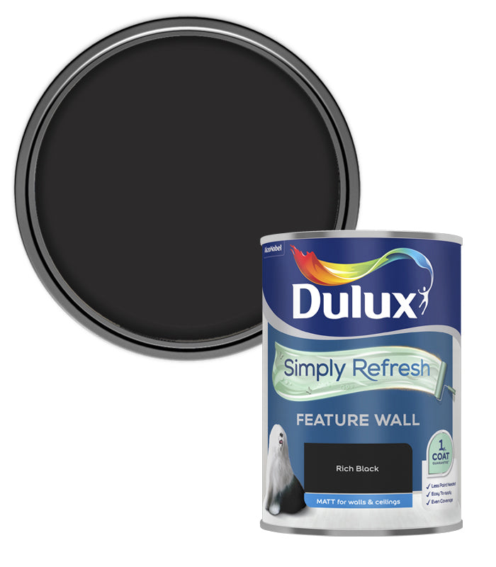 Dulux Simply Refresh Feature Wall Matt Emulsion Paint - 1.25L - Rich Black