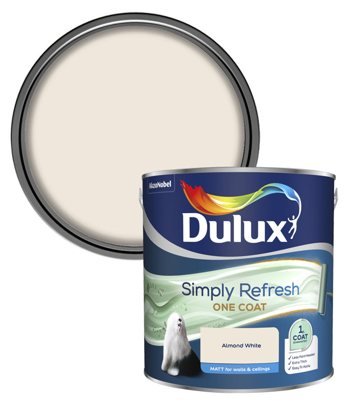 Dulux Simply Refresh One Coat Matt Emulsion Paint - 2.5L - Almond White