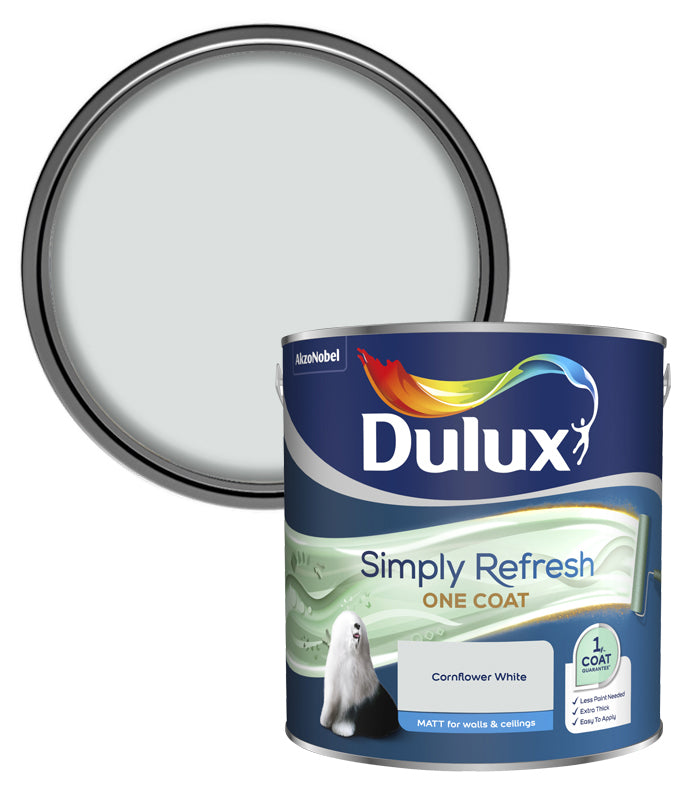 Dulux Simply Refresh One Coat Matt Emulsion Paint - 2.5L - Cornflower White