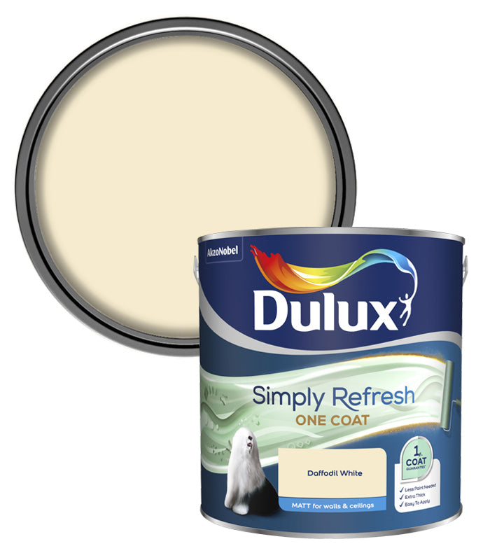 Dulux Simply Refresh One Coat Matt Emulsion Paint - 2.5L - Daffodil White