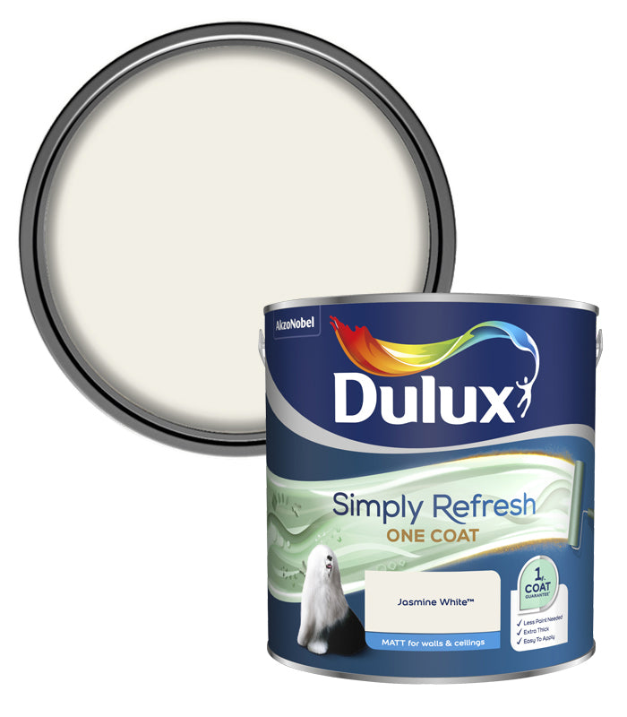 Dulux Simply Refresh One Coat Matt Emulsion Paint - 2.5L - Jasmine White